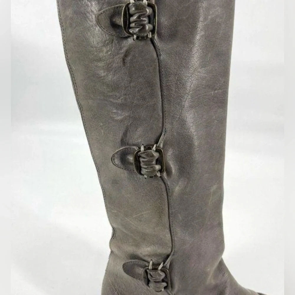 🔥‎ Frye Paige Tall Buckle Boots Stone Gray Coastal Cowgirl Festival Boho Size 8